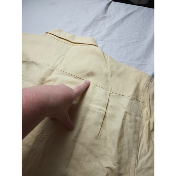 Gionfriddo Linen Yellow Button Up Shirt Mens Large NWT *flawed* Summer Vacation - Picture 6 of 8